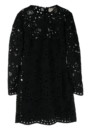 Elie Saab floral-macramé weaved minidress - Black