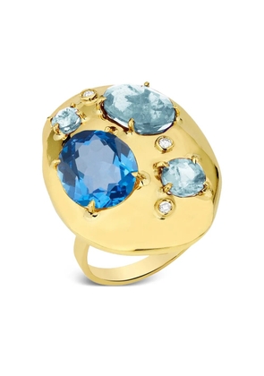 Carol Kauffmann 18K yellow gold blue topaz and diamond ring
