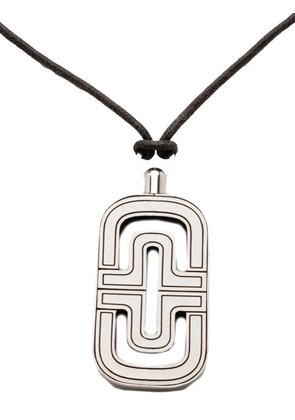 Bvlgari Pre-Owned 2000-2020 Sterling Silver and Leather Parentesi Pendant necklace - Black