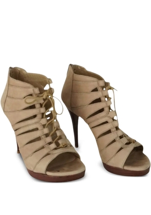 Stuart Weitzman 105mm lace-up suede sandals - Neutrals