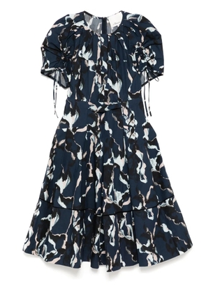 3.1 Phillip Lim abstract-print gathered-sleeves dress - Blue