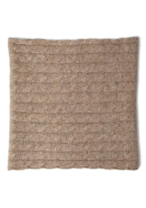 Brunello Cucinelli cable-knit sequin scarf - Brown