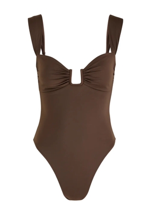 AWAY THAT DAY Cannes gathered swimsuit - Brown