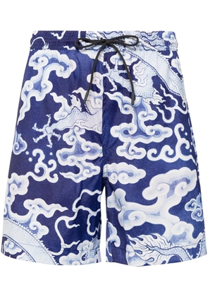 Maharishi Cloud Dragon-print swim shorts - Blue