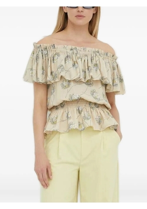 Bruuns Bazaar floral-print ruffled blouse - Neutrals