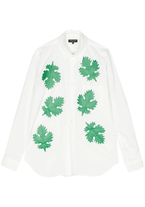 Comme des Garçons Homme Plus Leaves-appliqué button-up shirt - White