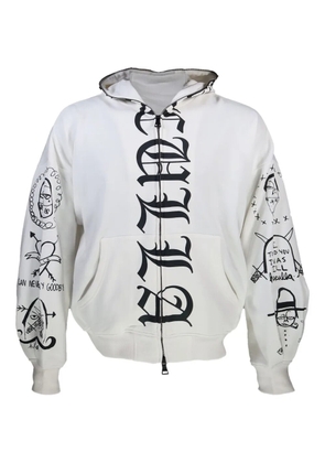 Haculla gothic-print zip-up hoodie - White