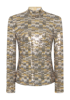 Rosetta Getty sequin-embellished turtleneck top - Gold