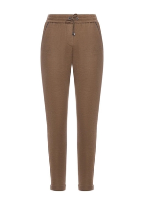 Brunello Cucinelli drawstring-waist tapered trousers - Brown