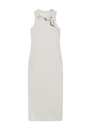 AREA crystal-embellished ribbed knit dress - White