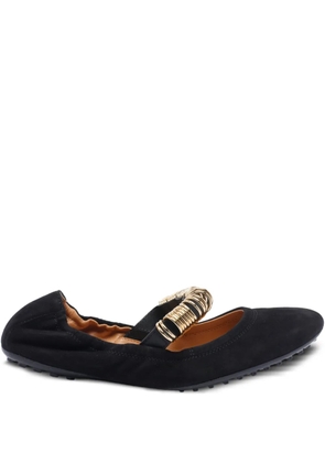 Tod's ring-detail suede ballet flats - Black