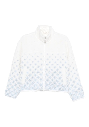 Casablanca logo-embroidered fleece-texture jacket - White