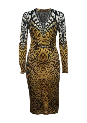 Roberto Cavalli Vintage leopard-print metal-detail dress - Black