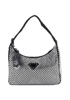 Prada Pre-Owned Re-Edition 2000 Crystal Embellished Satin Mini hobo bag - Metallic