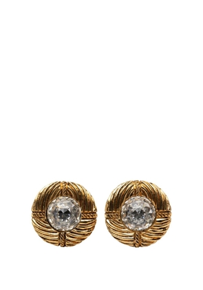 CHANEL Pre-Owned 1970-1980 Gold Plated Rhinestone Round Clip On Earrings costume earrings