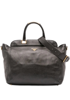 Prada Pre-Owned 2000-2025 Vitello Daino Frame Convertible Tote satchel - Black