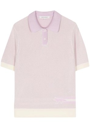 Maison Kitsuné Flash Fox knitted polo top - Pink