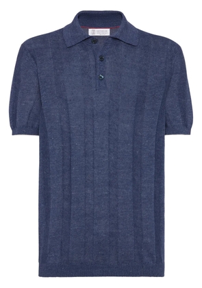 Brunello Cucinelli ribbed knit polo - Blue