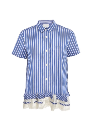 sacai flared striped top - Blue