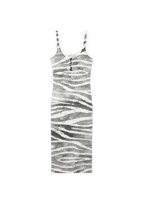 Blumarine zebra-print button-detail midi dress - White