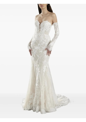 PRONOVIAS PARTY EDIT Hart floral-embellished maxi bridal dress - White