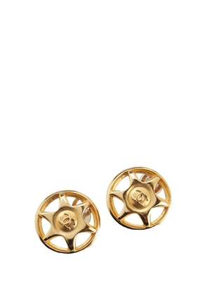CHANEL Pre-Owned 1997 Gold Plated CC Round Star Clip On Earrings costume earrings