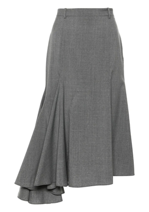 Viktor & Rolf godet-detail wool asymmetric skirt - Grey