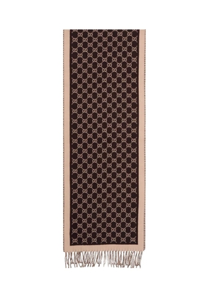 Gucci monogram fringed scarf - Brown