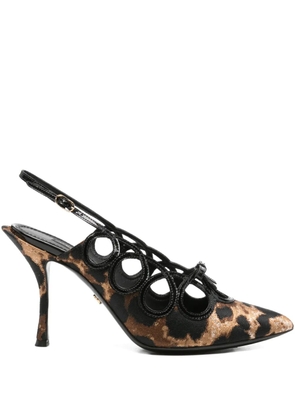 Dolce & Gabbana Pre-Owned 100mm Lori leopard-print slingback pumps - Brown