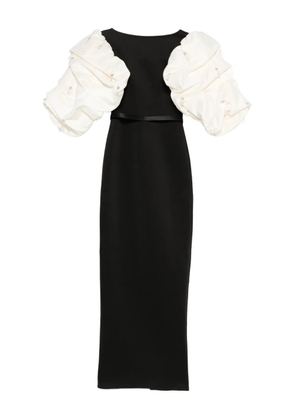 AAVVA crystal-embellished puff-sleeve dress - Black