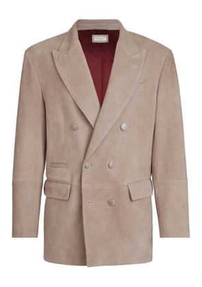 Brunello Cucinelli suede metal-buttons blazer - Brown