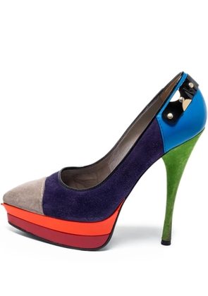 Versace Pre-Owned 140mm panelled pumps - Purple