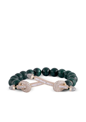 Ananya 18K yellow gold Chakra Twin diamond and malachite bracelet