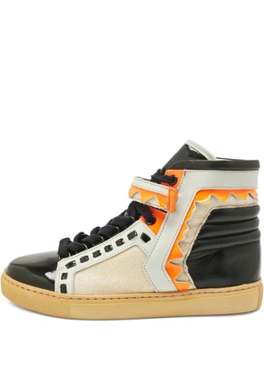 Sophia Webster zigzag-detail leather high tops sneakers - Black