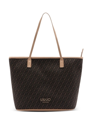 LIU JO monogram jacquard tote bag - Brown