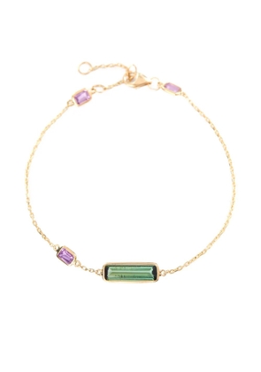 YI Collection 18K yellow gold tourmaline and pink sapphire bar bracelet