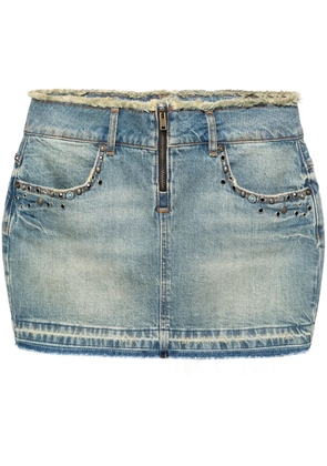 GUESS USA frayed-brim denim miniskirt - Blue