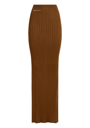 Marni logo-jacquard ribbed skirt - Brown