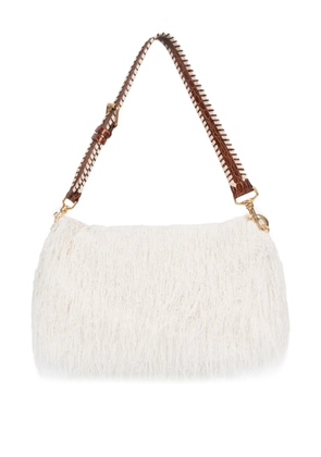 DRIES VAN NOTEN fringed leather shoulder bag - White