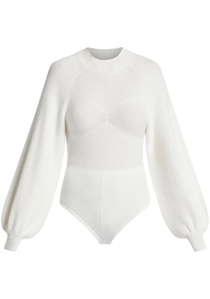 FARM Rio puff sleeves knitted top - White