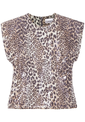GANNI leopard-print blouse - Neutrals