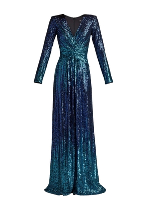 Tadashi Shoji Evona ombré sequin long-sleeve dress - Blue