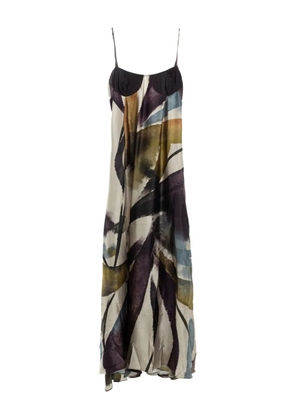 YANGKEHAN floral-print silk maxi dress - Neutrals