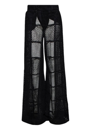 Roberta Einer crochet-knit wide-leg trousers - Black