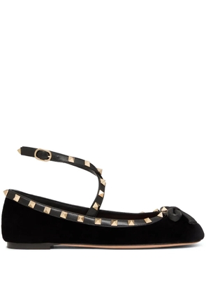 Valentino Garavani Rockstud velvet ballet flats - Black
