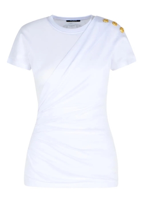 Balmain shoulder-buttons draped T-shirt - White