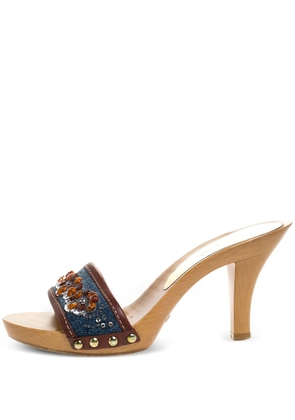 Dolce & Gabbana Pre-Owned bead-embellished sandals - Blue