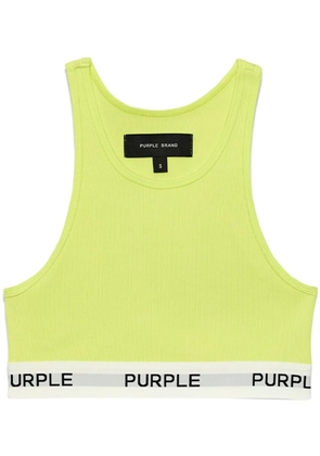 Purple Brand logo-tape cotton sports bra - Green