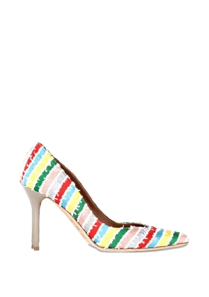 Malone Souliers Brenda striped pointed pumps - White