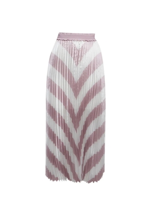 Maje plisse stripe maxi skirt - White